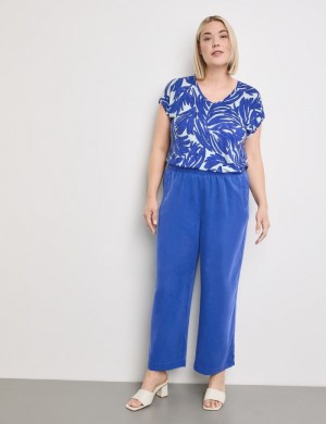 SAMOON Wide summer trousers made of lyocell Bukser Blå | NAJI8723