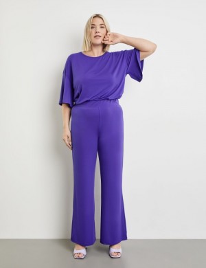 SAMOON Wide trousers made of fine slinky jersey Bukser Lilla | BIRI8320