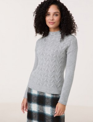 Gerry Weber Wool jumper with cashmere Strikkevarer Grå | XPXD6634