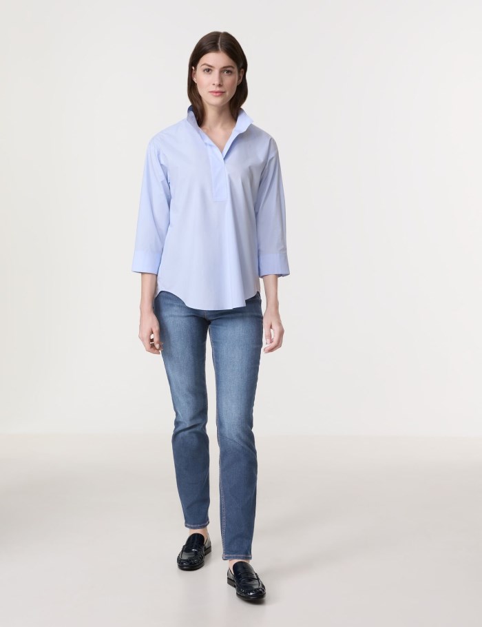 Gerry Weber 3/4 sleeve cotton blouse Bluse Blå | UXWF9759