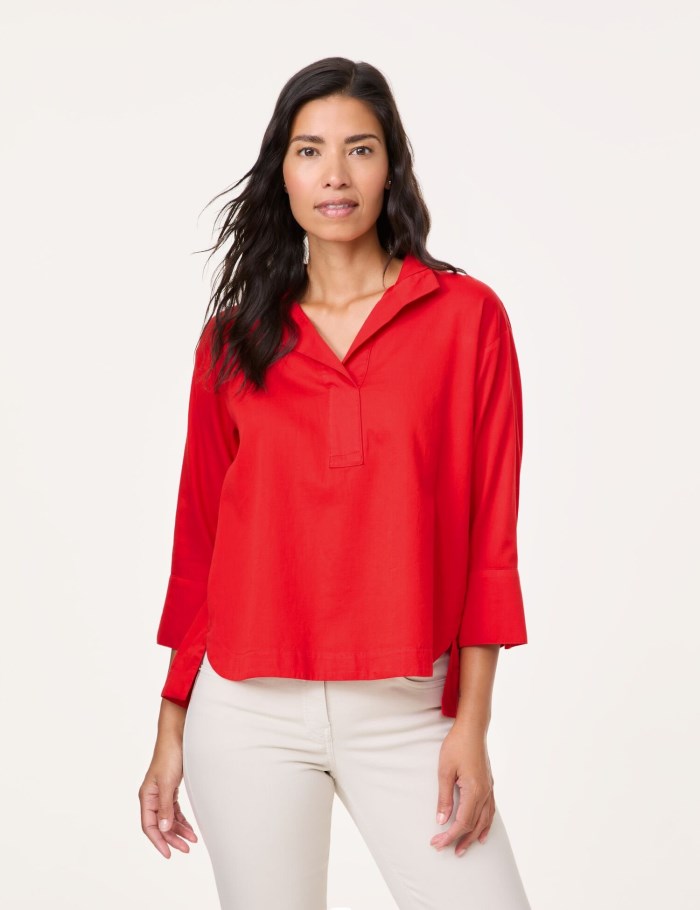 Gerry Weber 3/4 sleeve cotton blouse Bluse Rød | OLID8934