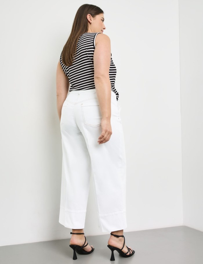 SAMOON 3/4-length jeans with a wide leg, Lotta Bukser Hvite | LVEA0146