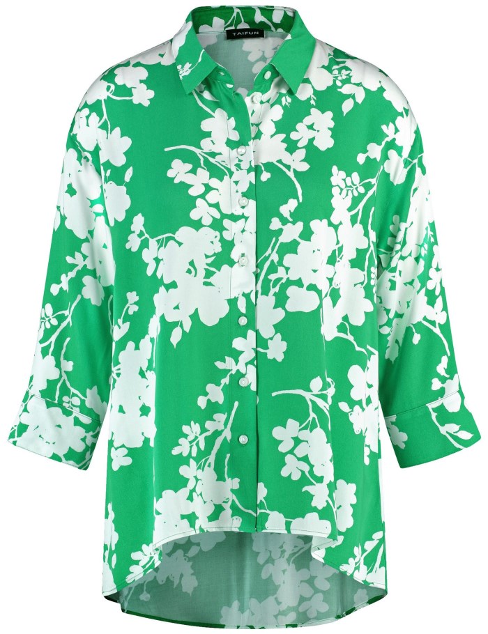 TAIFU 3/4-sleeve blouse with a floral print Bluse Grønn | CJON1424