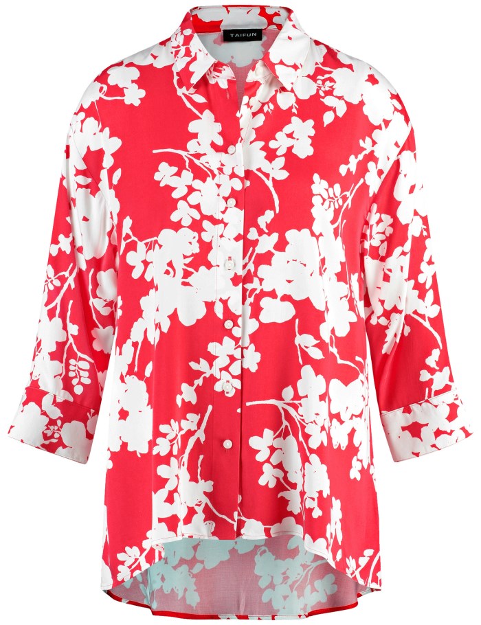 TAIFU 3/4-sleeve blouse with a floral print Bluse Rød | CELS5210