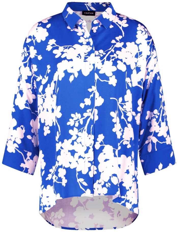 TAIFU 3/4-sleeve blouse with a floral print Bluse Blå | DHXL2200