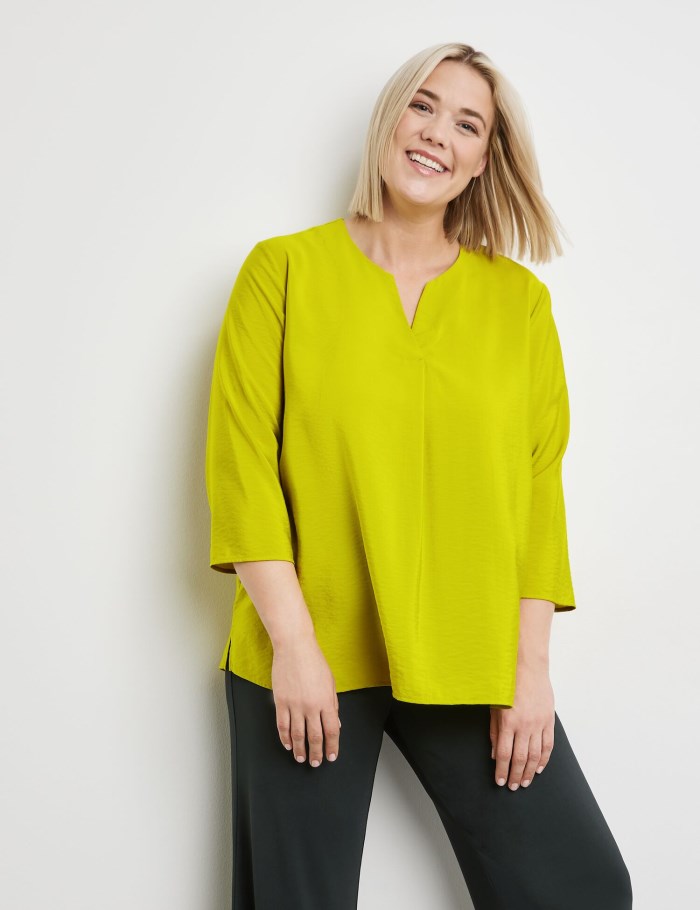 SAMOON 3/4-sleeve blouse with a subtle shimmer Bluse Grønn | CPAI6448