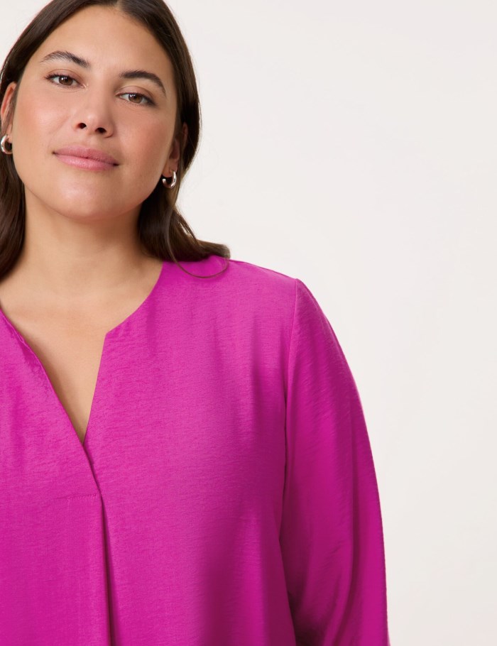 SAMOON 3/4-sleeve blouse with a subtle shimmer Bluse Rosa | WFXZ0300