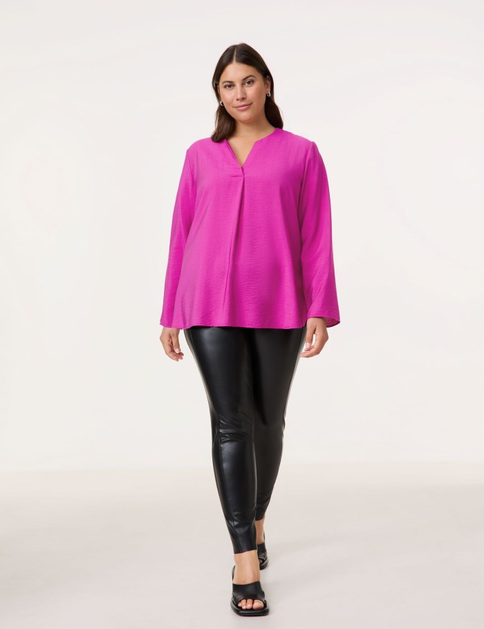 SAMOON 3/4-sleeve blouse with a subtle shimmer Bluse Rosa | WFXZ0300