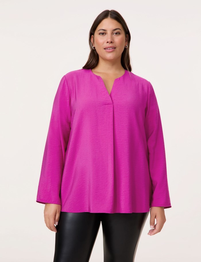 SAMOON 3/4-sleeve blouse with a subtle shimmer Bluse Rosa | WFXZ0300