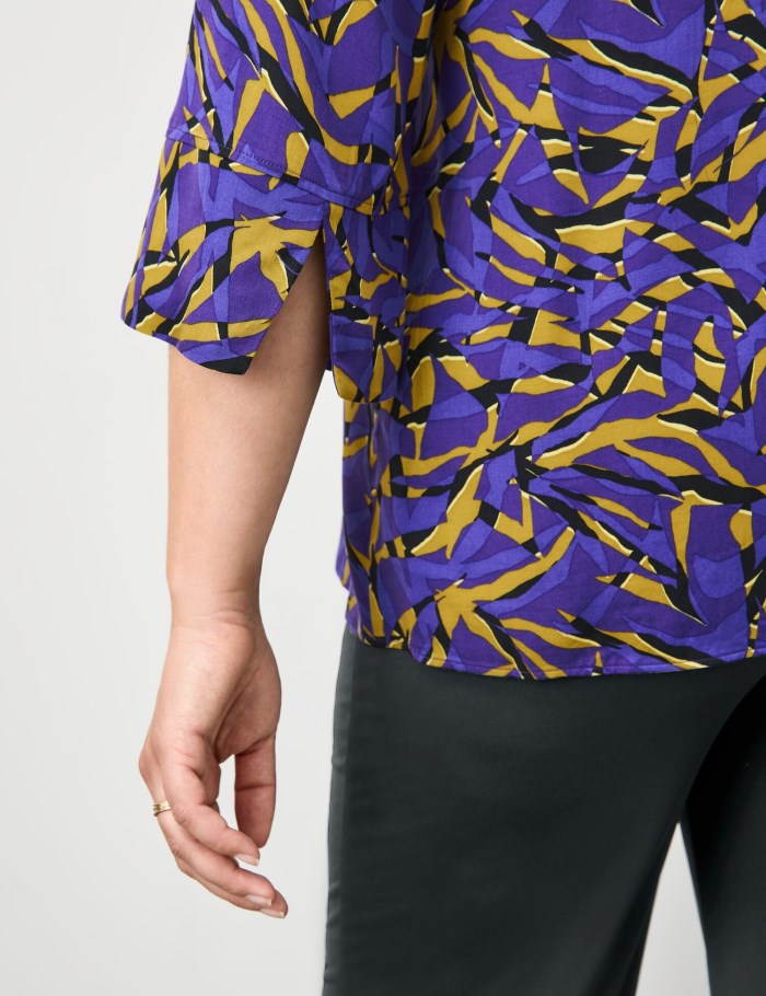 SAMOON 3/4-sleeve blouse with an all-over print Bluse Lilla | UCXB6559