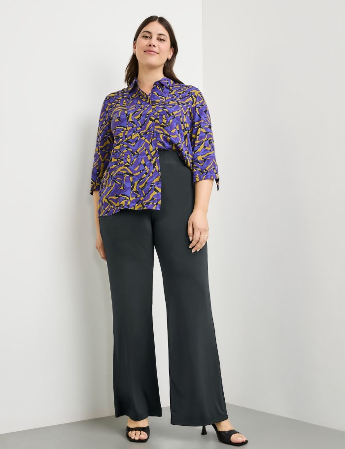 SAMOON 3/4-sleeve blouse with an all-over print Bluse Lilla | UCXB6559