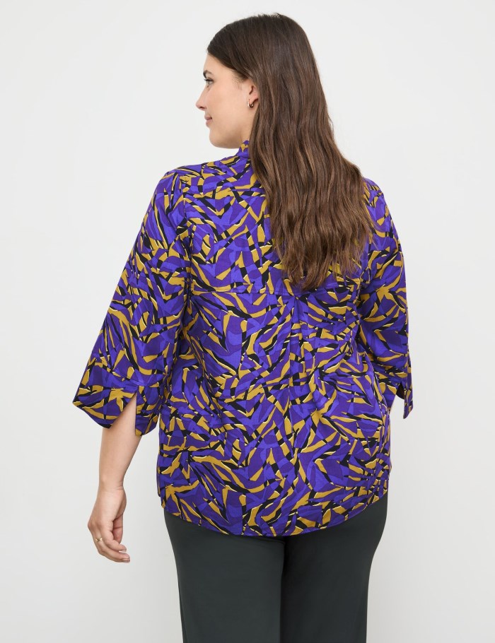 SAMOON 3/4-sleeve blouse with an all-over print Bluse Lilla | UCXB6559