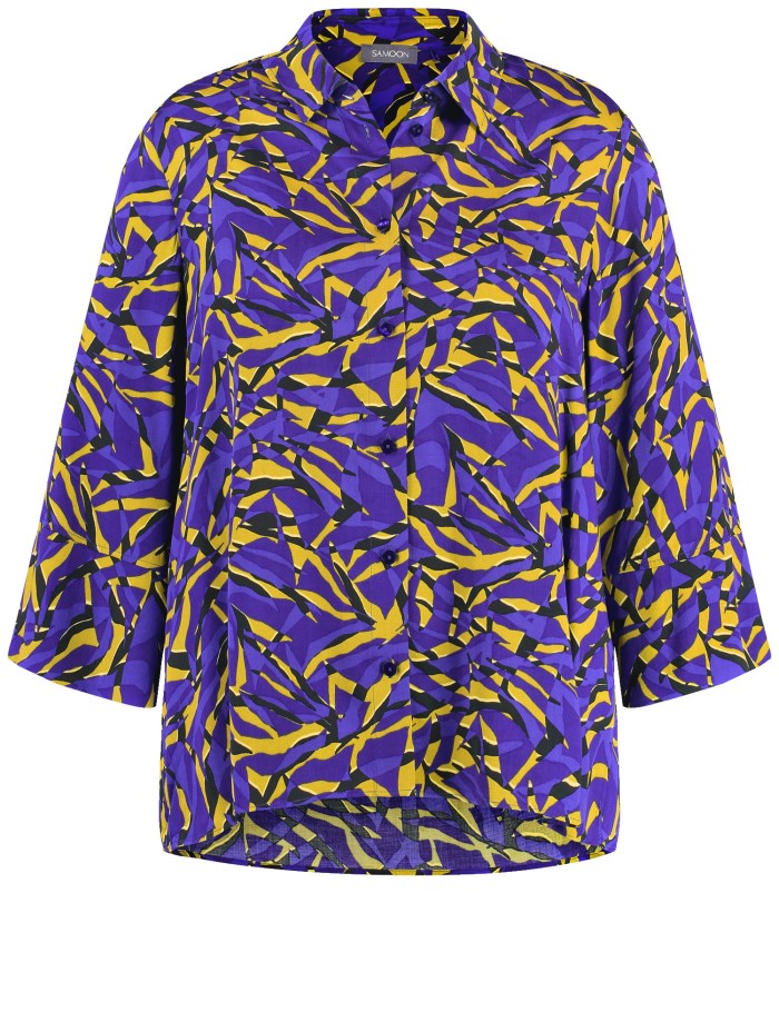 SAMOON 3/4-sleeve blouse with an all-over print Bluse Lilla | UCXB6559