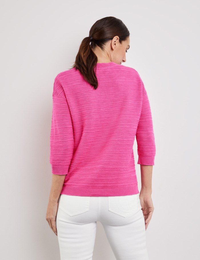 Gerry Weber 3/4-sleeve jumper made of cotton/linen Strikkevarer Rosa | IKRQ8217