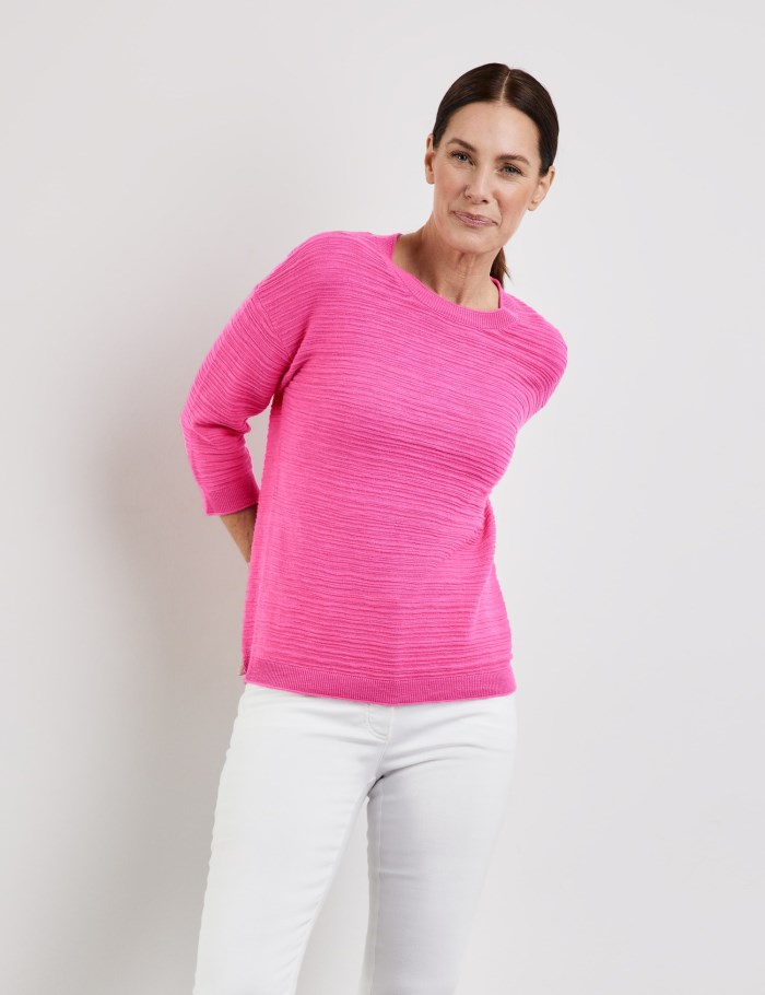 Gerry Weber 3/4-sleeve jumper made of cotton/linen Strikkevarer Rosa | IKRQ8217