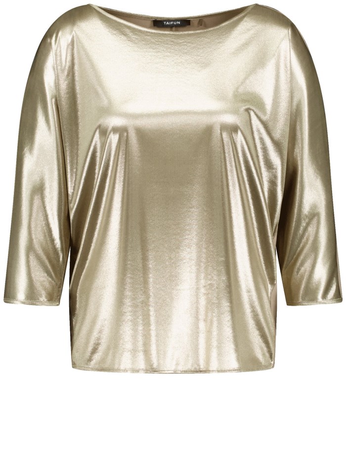 TAIFU 3/4-sleeve top in a metallic look T-skjorte Grønn | PAVE8092