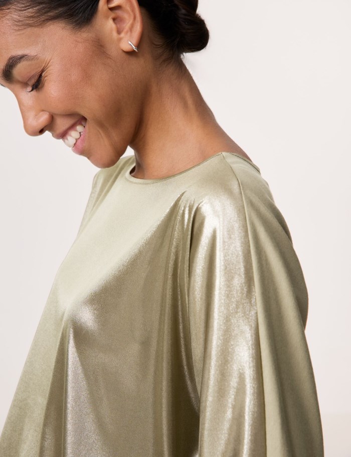 TAIFU 3/4-sleeve top in a metallic look T-skjorte Grønn | PAVE8092