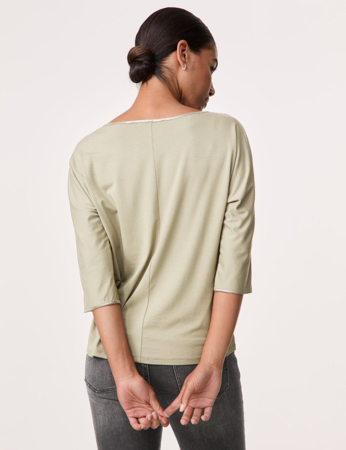 TAIFU 3/4-sleeve top in a metallic look T-skjorte Grønn | PAVE8092