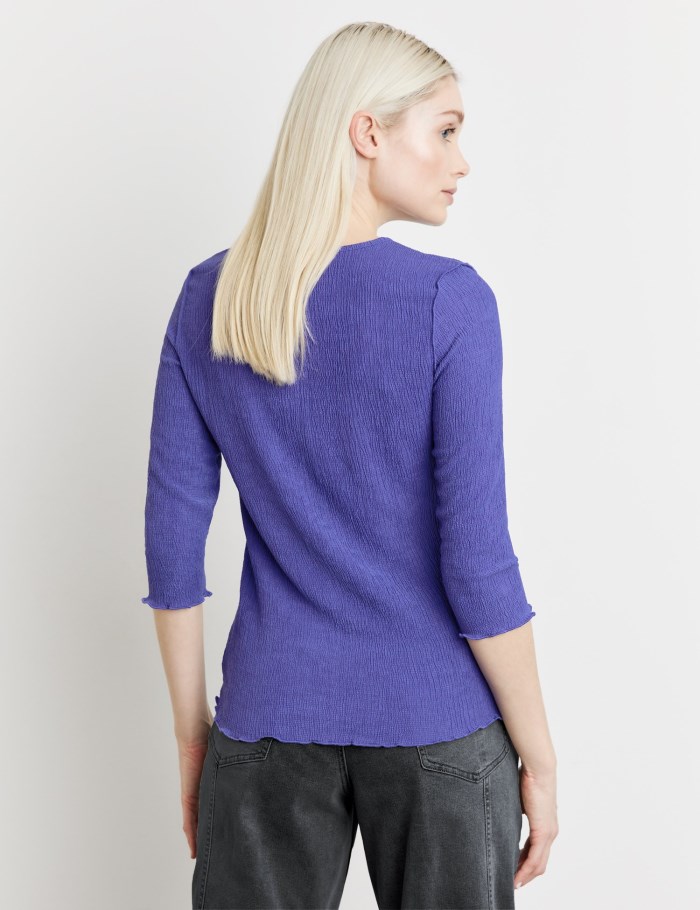 TAIFU 3/4-sleeve top in textured jersey T-skjorte Lilla | BXHR6071