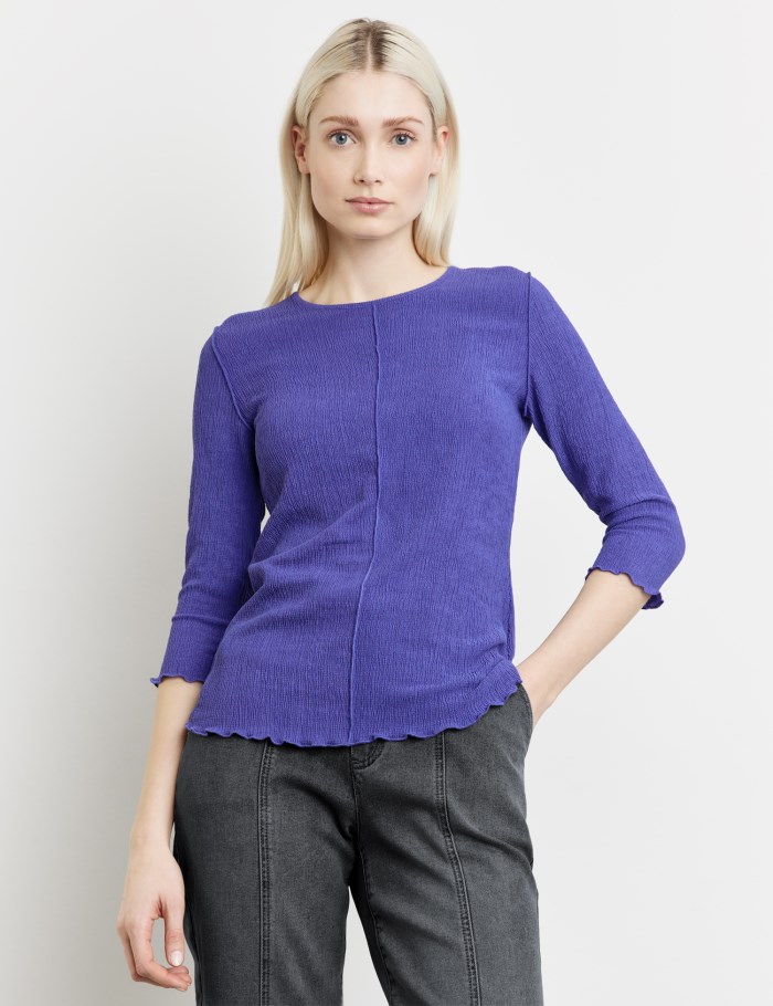 TAIFU 3/4-sleeve top in textured jersey T-skjorte Lilla | BXHR6071