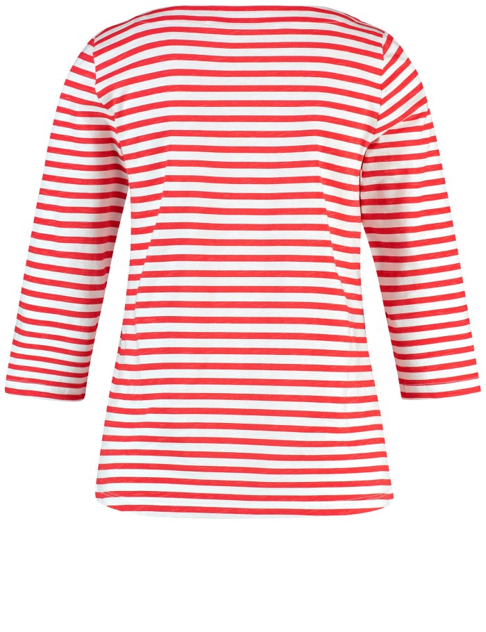 TAIFU 3/4-sleeve top with a striped print T-skjorte Rød | RXYI6392