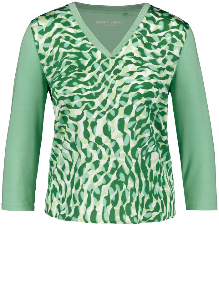 Gerry Weber 3/4-sleeve top with fabric panelling T-skjorte Grønn | VLRY5495