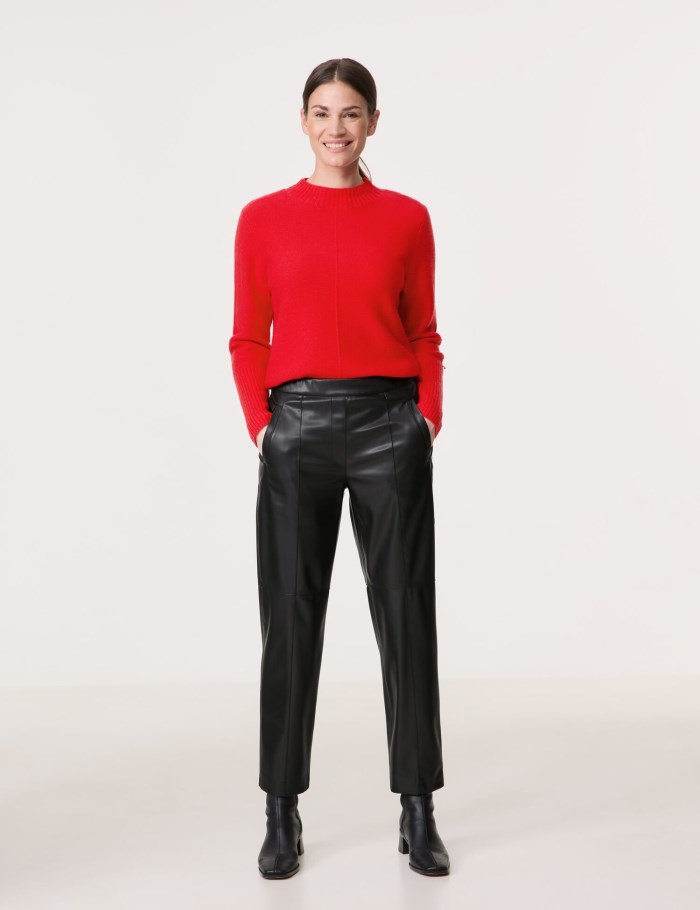 Gerry Weber 7/8-length faux leather trousers Bukser Svarte | ZNKW8129