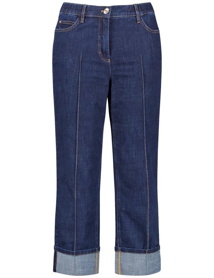 SAMOON 7/8-length jeans with contrasting topstitching, Betty Bukser Blå | LRGO0167