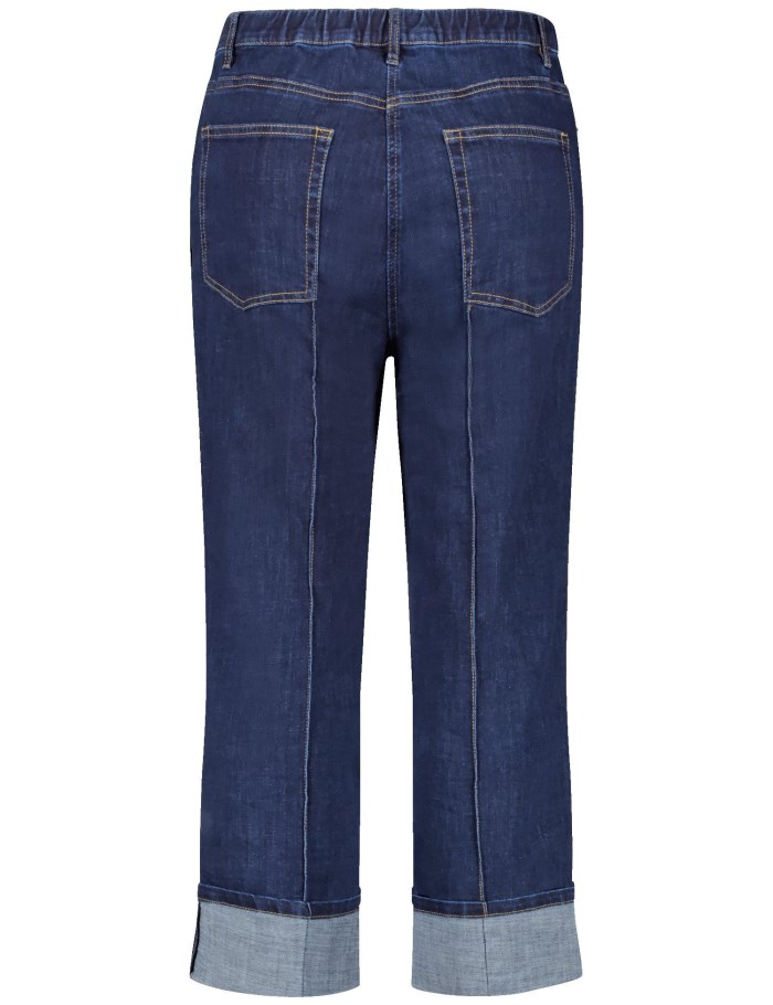 SAMOON 7/8-length jeans with contrasting topstitching, Betty Bukser Blå | LRGO0167