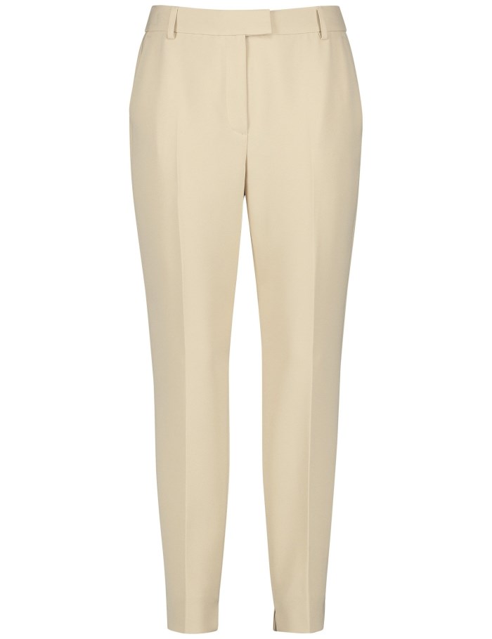 TAIFU 7/8-length pressed pleat trousers in a slim fit Bukser Beige | CUIV0652