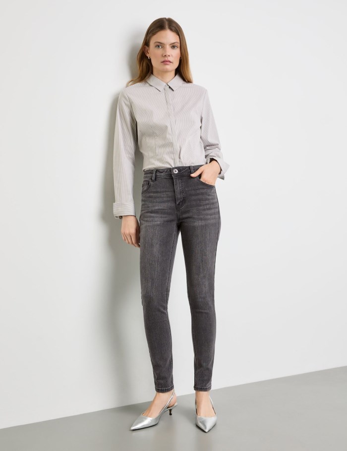 TAIFU 7/8-length skinny jeans Bukser Grå | GMWC5714