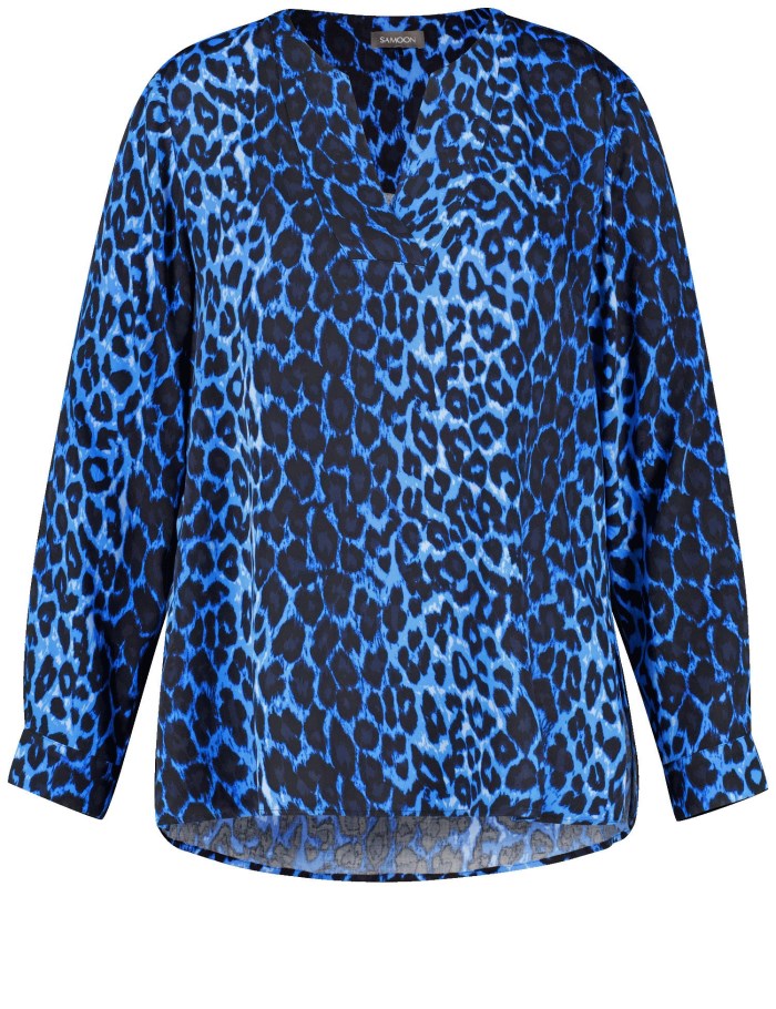 SAMOON Animal print tunic Bluse Blå | DYTJ6607