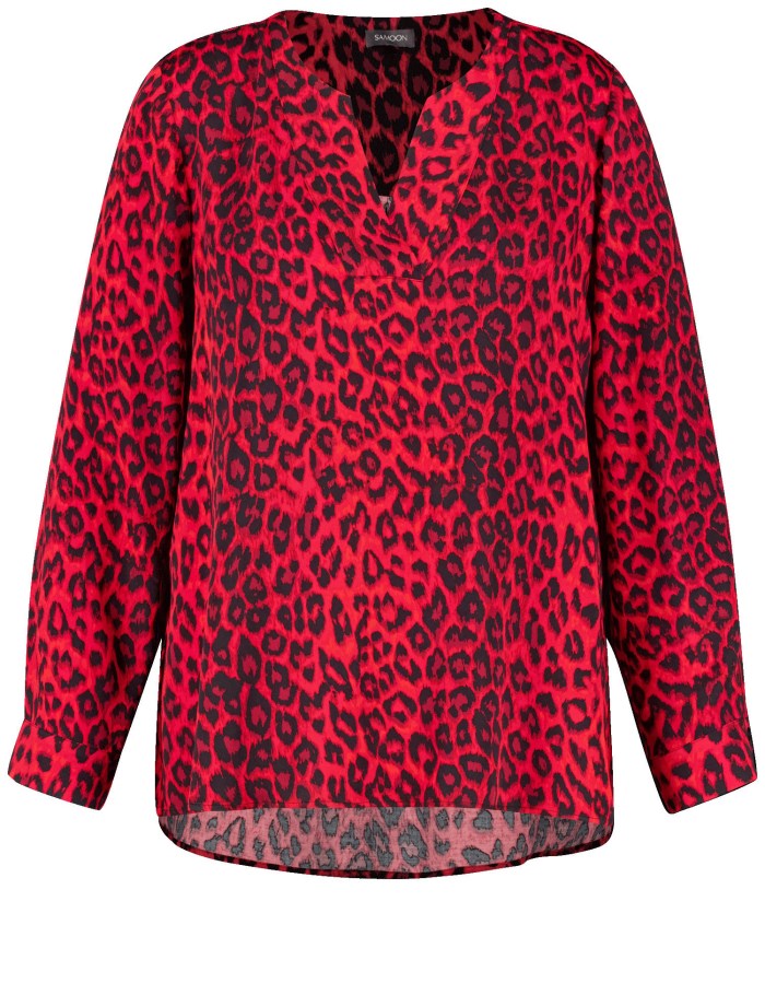 SAMOON Animal print tunic Bluse Rød | GXPK3607