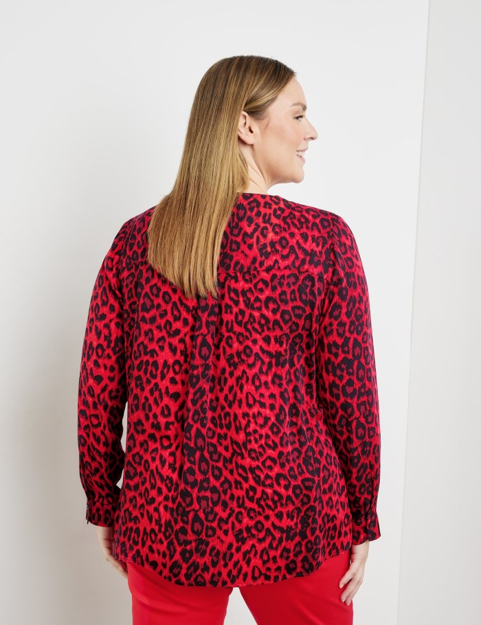 SAMOON Animal print tunic Bluse Rød | GXPK3607