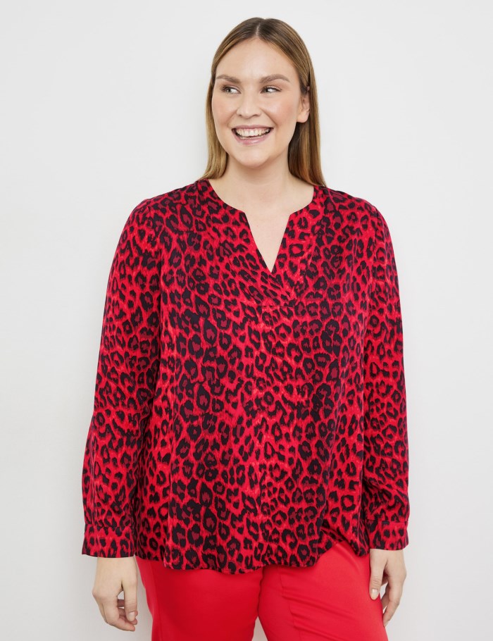 SAMOON Animal print tunic Bluse Rød | GXPK3607