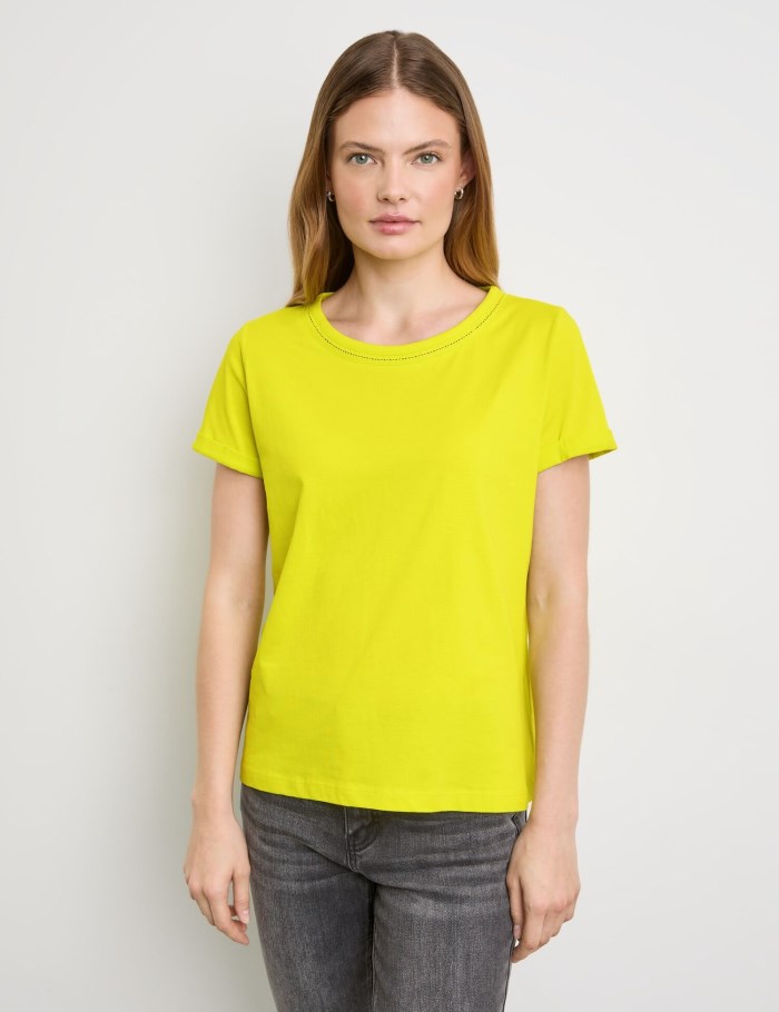 TAIFU Basic T-shirt T-skjorte Gul | QHSI0072