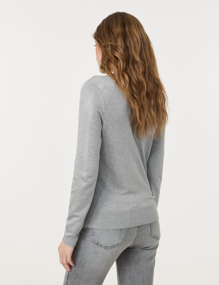 TAIFU Basic fine knit jumper with a turtleneck Strikkevarer Grå | HZOI7313