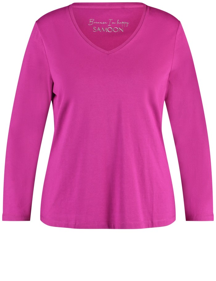 SAMOON Basic long sleeve top T-skjorte Rosa | ZKAQ6870