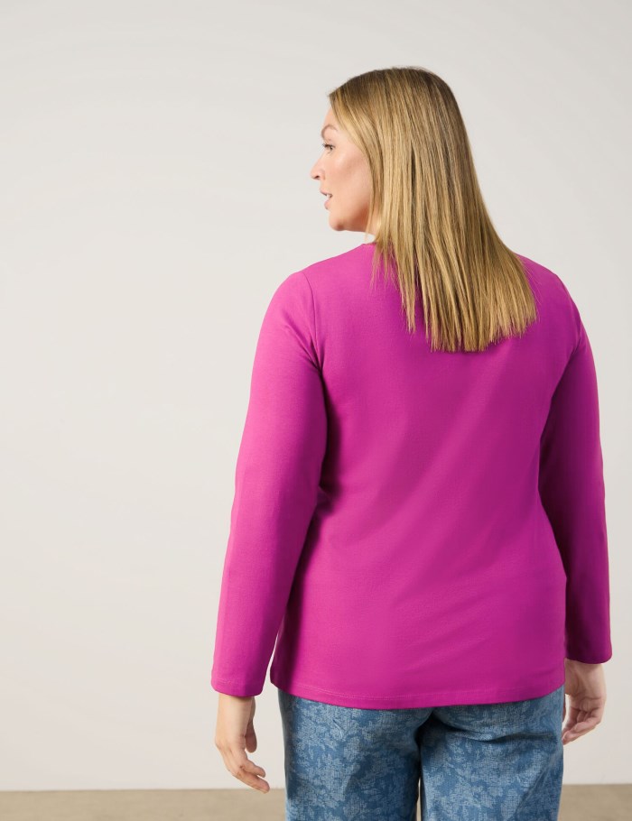 SAMOON Basic long sleeve top T-skjorte Rosa | ZKAQ6870