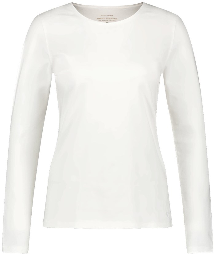 Gerry Weber Basic long sleeve top with a satin trim T-skjorte Hvite | TVPD8699