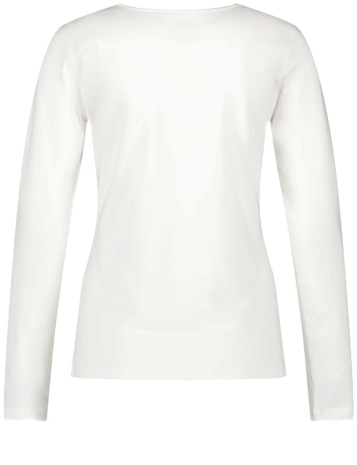 Gerry Weber Basic long sleeve top with a satin trim T-skjorte Hvite | TVPD8699