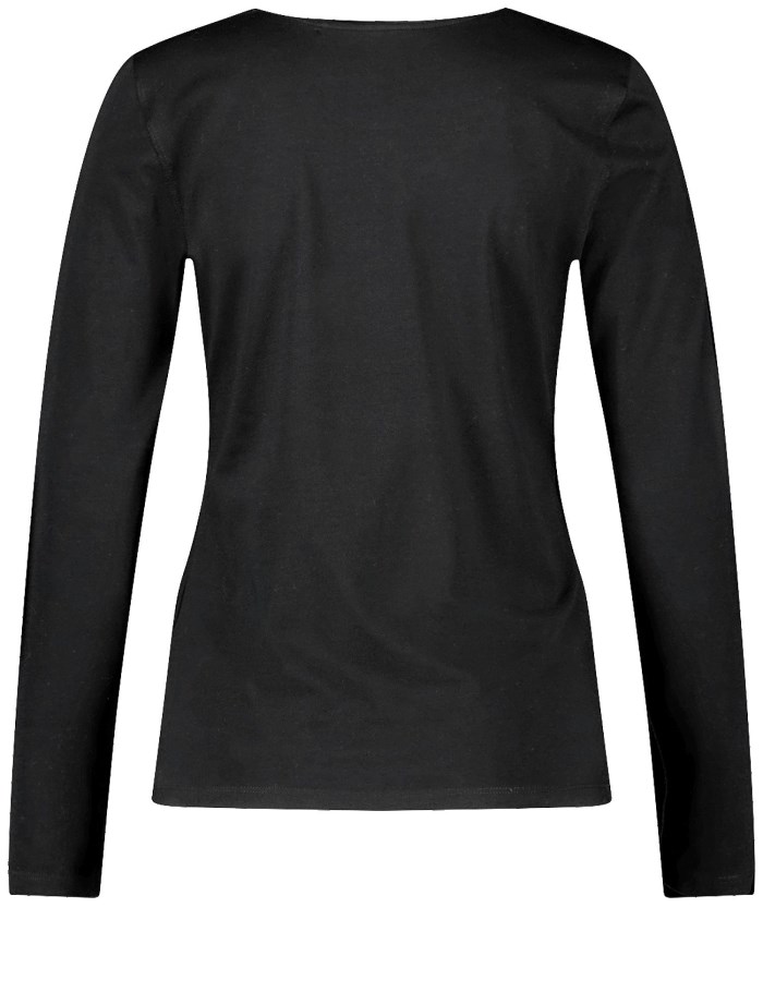 Gerry Weber Basic long sleeve top with a satin trim T-skjorte Svarte | MDSB7322