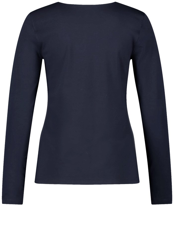 Gerry Weber Basic long sleeve top with a satin trim T-skjorte Blå | CGUD9430