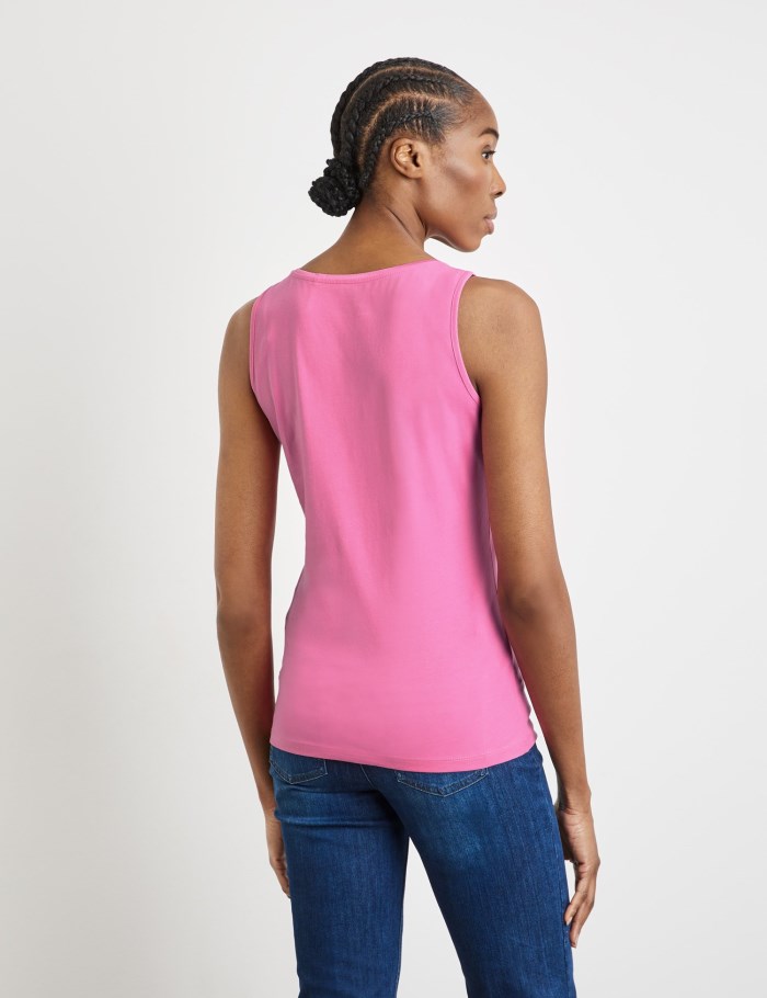 Gerry Weber Basic top in sustainable stretch cotton T-skjorte Rosa | NTSL9420