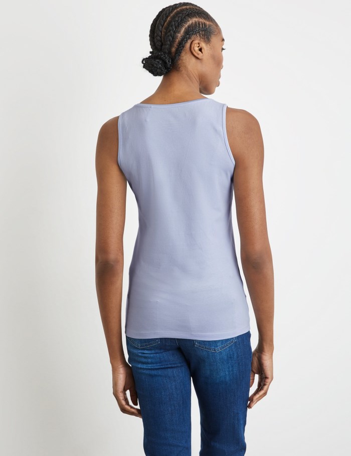 Gerry Weber Basic top in sustainable stretch cotton T-skjorte Blå | JYVW8674