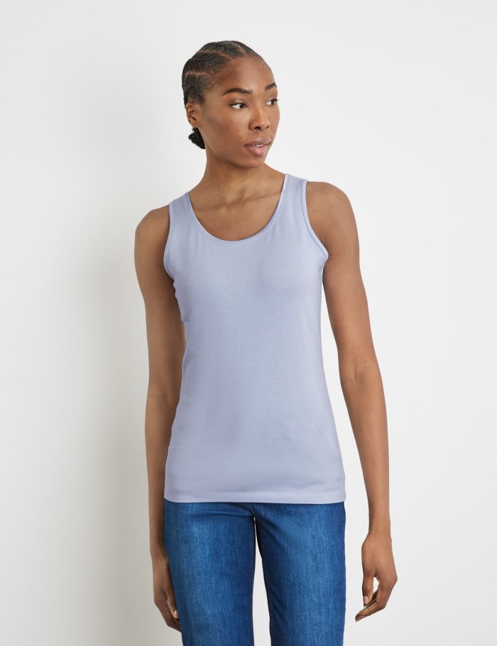 Gerry Weber Basic top in sustainable stretch cotton T-skjorte Blå | JYVW8674