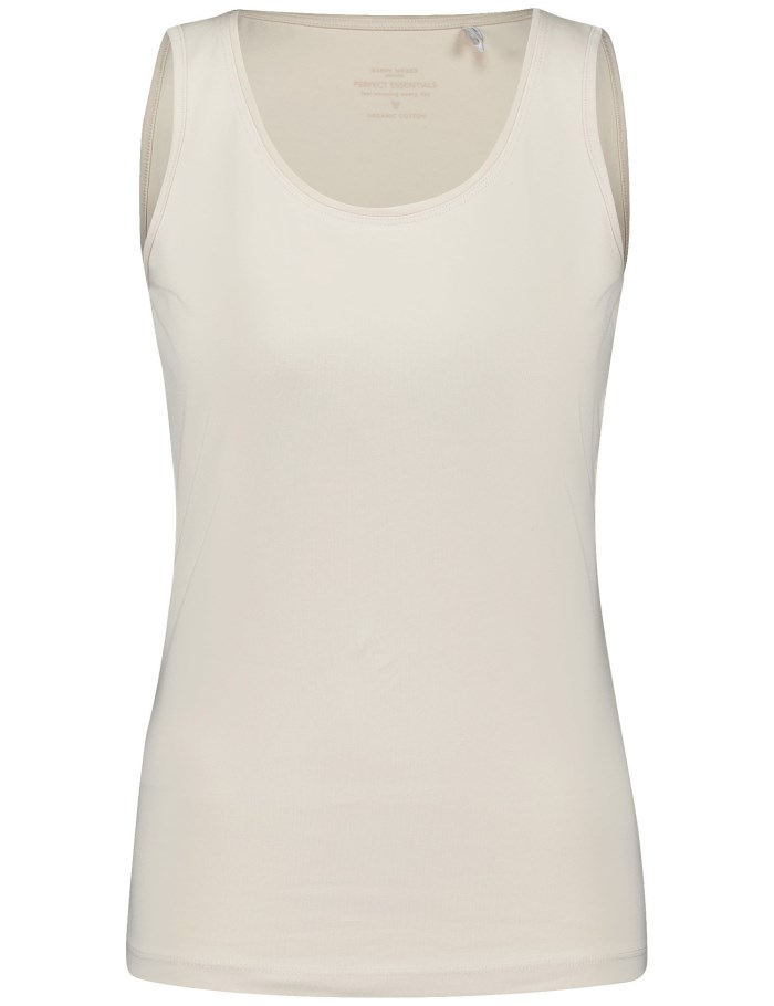 Gerry Weber Basic top in sustainable stretch cotton T-skjorte Beige | LYXO8895