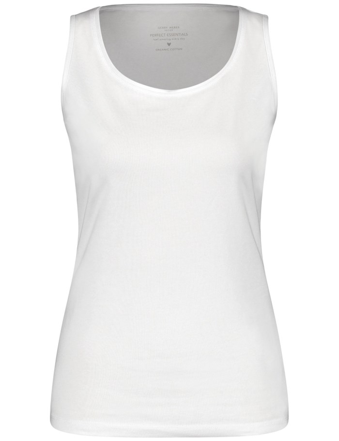 Gerry Weber Basic top in sustainable stretch cotton T-skjorte Hvite | BWQM6032