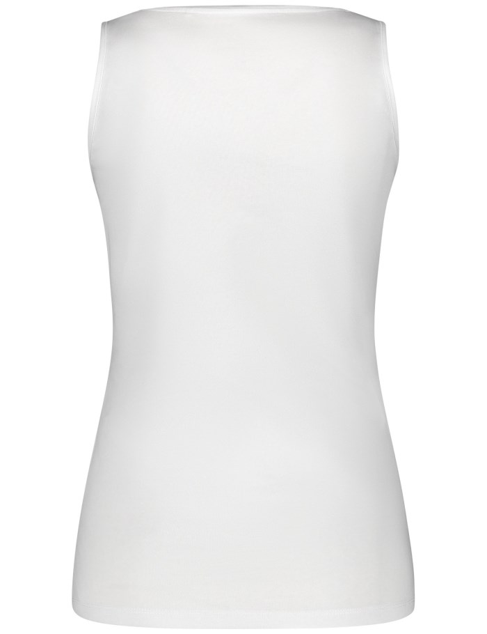 Gerry Weber Basic top in sustainable stretch cotton T-skjorte Hvite | BWQM6032