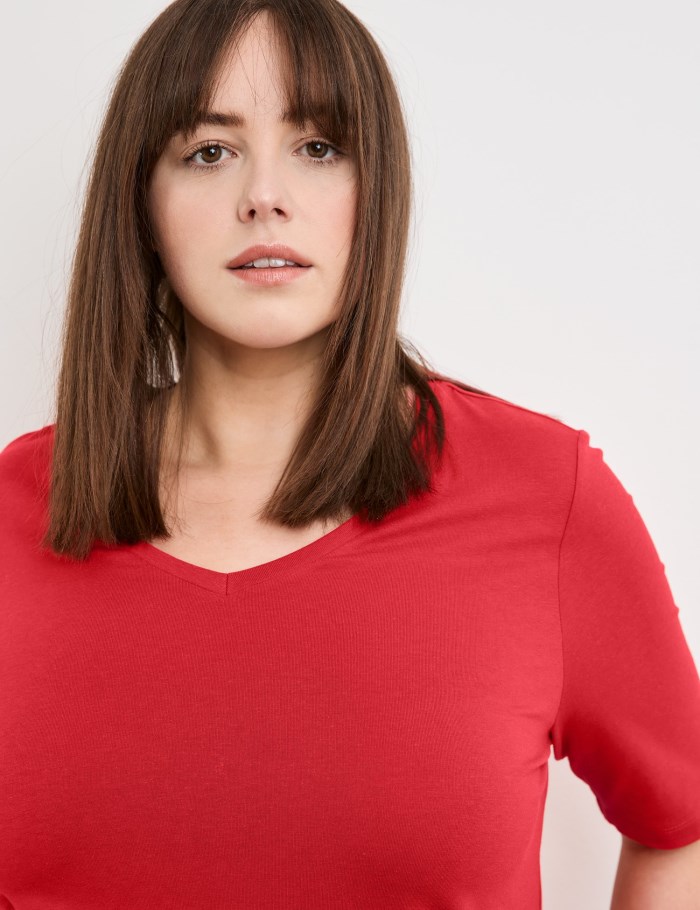 SAMOON Basic top made from a cotton blend T-skjorte Rød | CELP7406